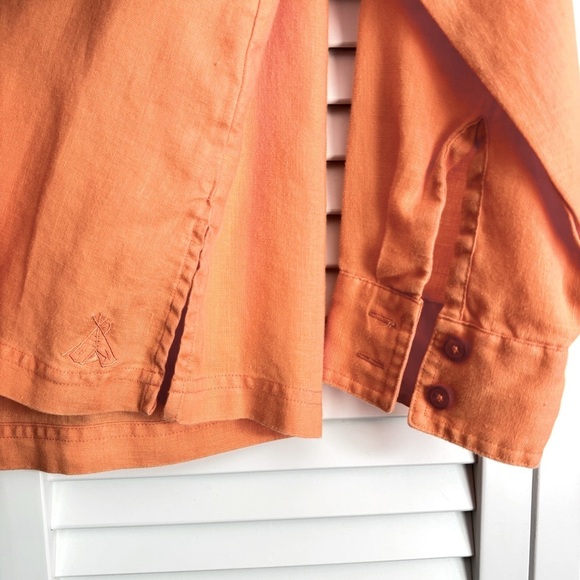 Pendleton Linen Button Down Long Sleeves Shirt Orange Size Medium - Picture 2 of 6